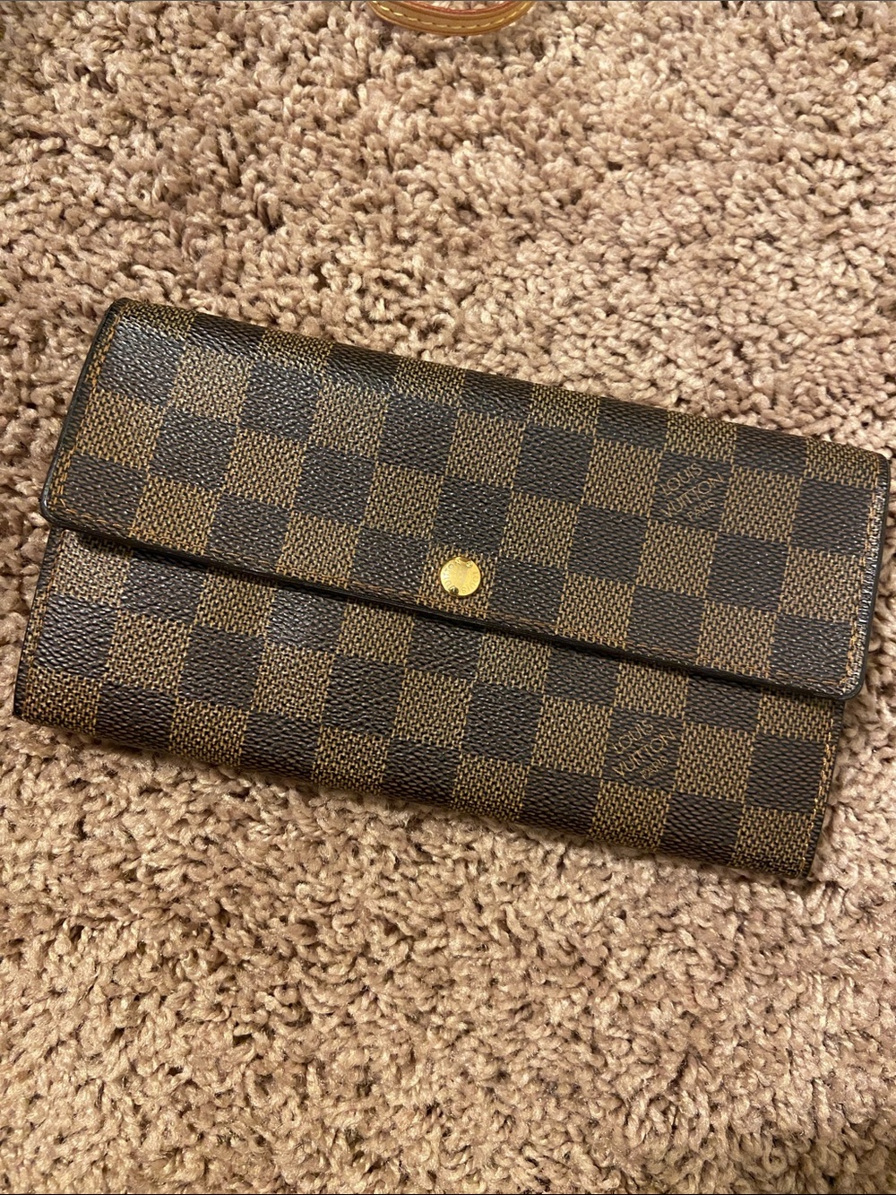 Brown Checked Women's Continental Wallet